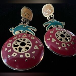 Berebi Enamel Designer Alligator Themed Earrings